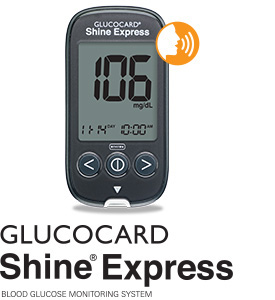GLUCOCARD Shine Express Meter and Logo