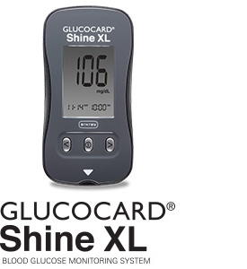 GLUCOCARD Shine XL Meter and Logo